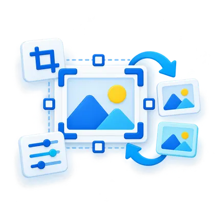 Online image conversion and editing tools illustration